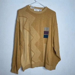 Vintage St. Croix Mikrofaser Abstrakt Toskanisch Strick Rundhals Pullover Herren Gr. L Beige - Bild 1 von 9