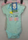 Gerber Body Suit 3 Pcs One Peace 0-3 Mos Organic Cotton Baby Soft