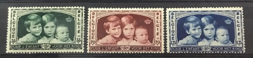 BELGIUM #B163-B165. PRINCES AND PRINCESS.  FOR CHILD RELIEF.  MNH - Image 1 of 1