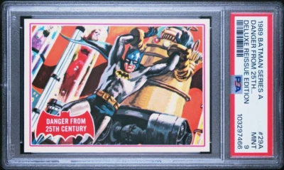 1989 Topps Batman Series A 1966 Deluxe Reissue #29A PSA 9 MINT Danger From 25th - Image 1 of 3
