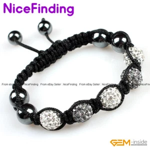10 mm Bola de discoteca arcilla estrás CZ cristal pavimentado pulsera joyería mujeres hombres regalo - Imagen 1 de 37