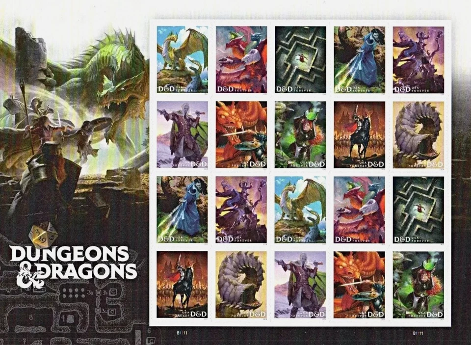 PANE OF 20 2024 FOREVER DUNGEONS & DRAGONS Stamps USPS!! - Image 1 of 1