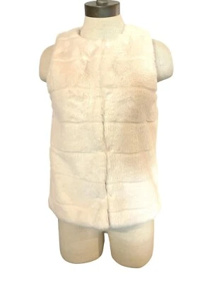 ZARA Kids 11 / 12 Cream Faux Fur Soft Cozy Hook And Eye Vest - Excellent - Image 1 of 4