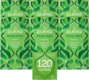 Pukka - Three Mint Organic Herbal Tea - 6 Packs of 20 Sachets - Picture 1 of 7
