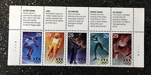 USA1994 #2807-2811a 29c Winter Olympics - Selvage Block Plate Strip of 5 Mint - Picture 1 of 1