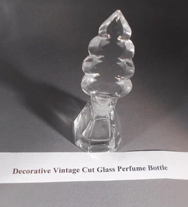 Vintage Decorative Cut Glass Perfume Bottle 6" Tall - Picture 1 of 5