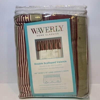 Waverly Double Scalloped Valance #0059161 - Yacht Club Stripe Crimson Chatham - Изображение 1 из 4