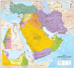 Map of the Middle East - Political Wall Map, Middle East Map - Picture 1 of 6