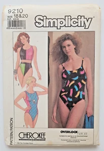 VTG 80s Simplicity Sew Pattern 9210 Misses One & Two-Piece Swimsuits Sz 18-20 UC - Picture 1 of 3