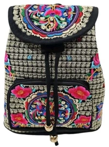 Mochila vibrante colorida bordada a mano de 13x9 pulgadas con correas ajustables   - Imagen 1 de 9