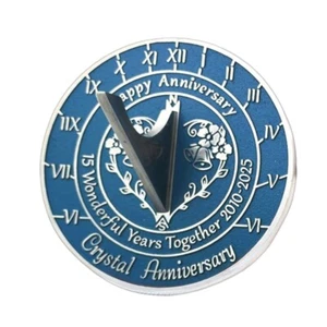 Sun dial Gift for 15th Crystal Wedding Anniversary Year 2025 "8 inch - Picture 1 of 7