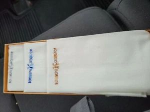 3 MENS VINTAGE COTTON HANDKERCHIEFS HANKIES EMBROIDERED LETTER "K" NEW - Picture 1 of 4