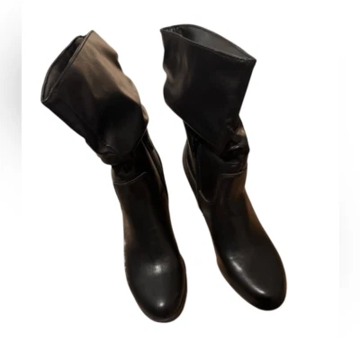 NUEVAS botas Style & Co. de cuero para mujer de tacón ancho a mitad de la pantorrilla talla 6,5 Foto 1 de 4
