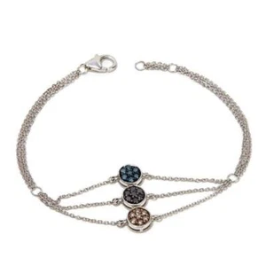 Rarities Sterling Silver Blue, Champagne & Black Diamond Multi-circle Bracelet - Picture 1 of 2