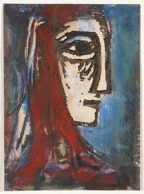 Boris Deutsch (1892-1978) "Female head", mixed media, 1960s - Image 1 of 4