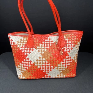 Brahmin Tasche Handtasche orange Schlangenmuster Leder gewebt NEU - Bild 1 von 8