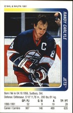 1991-92 (JETS) Panini Stickers #76 Randy Carlyle