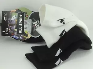 Men's ADIDASWhite Black Athletic Quarter Crew Socks - 2 PACK - $24 MSRP - Picture 1 of 6