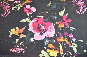 Stretch Denim - Black background, pink, lime, yellow, orange 129"x42" (3.58 yds) - Picture 1 of 7