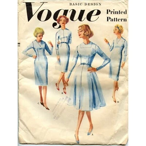 1950-60 Vogue Patrón 3000 Talla 14 Vestido Miss Cuatro Estilos Falda Opciones Corte - Imagen 1 de 4