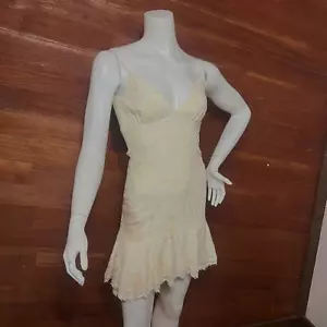 MONIQUE LHUILLIER Size 6 Lace Boho Mini Dress Ruffle Thin Strap Faeriecore - Picture 1 of 8