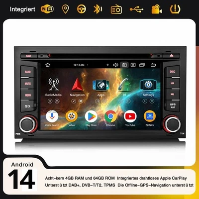 64GB Android 14 DAB+ Autoradio Für SEAT LEON 2013-2018 CarPlay 8-Kern Wifi Navi - Bild 1 von 4