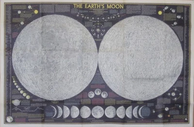 1969 Lunar Landing Map EARTH'S MOON Apollo Mission NASA Index Craters Mountains - Image 1 of 4