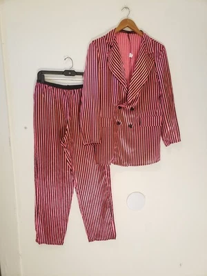 De Colección Años 80 Rayas Satén Neón Rosa Caliente Pantalones Traje Zoot Años 20 40 Disfraz Chaqueta Foto 1 de 4