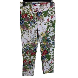 Joseph Ribkoff Pants Peddle Pusher Cropped Stretch Floral Sz 8 Bouquet Flowers - Picture 1 of 7