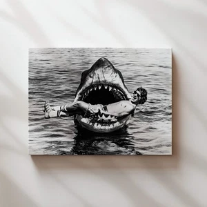 Steven Spielberg Shark Attached Vintage Wall Art Jaws - Art Print Poster, Canvas - Bild 1 von 16