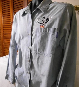 Vintage Disney Mickey Mouse Jeanshemd Damen L bestickt Button Down Langarm - Bild 1 von 7