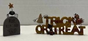 Cubo de flores B.Lloyd truco o trato Halloween signo y araña en lápida figuras - Imagen 1 de 10