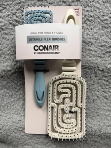 Conair Detangle Flexi Head Brushes 2 Pack Full Size + Mid Size Home Travel Hair - Picture 1 of 5