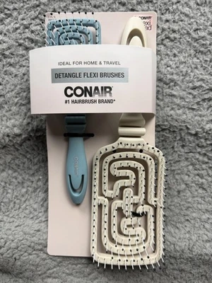 Paquete de 2 cepillos con cabeza flexible desenredante Conair tamaño completo + cabello de viaje en casa de tamaño mediano Foto 1 de 4