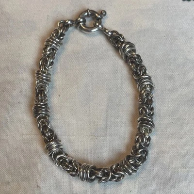 .925 Sterling Silver Byzantine Bracelet 7.5 Inches - Image 1 of 4