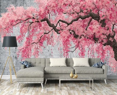 Papier Peint Intissé Panoramique Fleur de cerisier Arbre XXL Chambre et Salon 19 - Photo 1/4