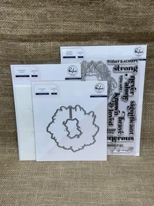 Pinkfresh Studio Known & Loved Stamp, Die, & Stencils Set - Wreath, Words - Picture 1 of 8
