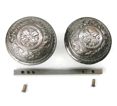 Pair of Antique Vintage Eastlake Victorian Ornate Door Knobs w/ Spindle Salvage - Image 1 of 4