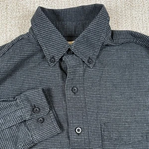 LL Bean Herren Small Traditional Fit grau Hahnentritt Flanell Button Down Hemd - Bild 1 von 4