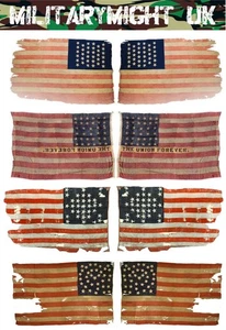 1/18 1/16 SCALE  WW2 BATTLE WORN FLAGS US CIVIL WAR DIORAMA DECALS - Picture 1 of 1