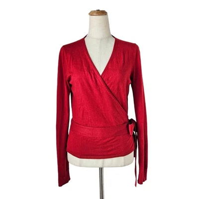 Diane Von Furstenberg Red Wrap Around Woman Cardigan - Image 1 of 4