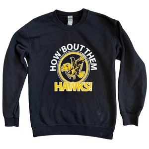 VINTAGE University Of Iowa Hawkeyes Crewneck Sweatshirt Hawk Logo Black Men’s S - Picture 1 of 7