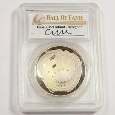 2014 P PCGS PR69 DCAM - SILVER Baseball Hall of Fame Comm Dollar $1 Coin #47842A - Image 1 of 2