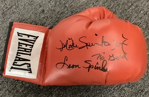 Leon Spinks Signed Boxing Glove Everlast Auto + Michael Spinks 76 Gold Inscr JSA - Picture 1 of 3