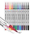 Dual Tip Marker Pens, 12 Colors, Fine & Brush Tips, Coloring, Drawing, Artist...