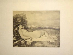 RENOIR Grabado Bellas Artes, Mujer Descanso, Blanco y Negro, Estera Profesional - Imagen 1 de 2