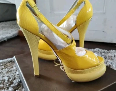 Zapatos de tacón BEBE zapatos de plataforma SOPHIA charol piel de serpiente talla 6 NUEVO EN CAJA NUEVO Foto 1 de 4