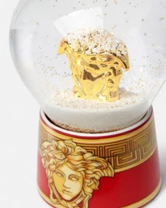 VERSACE BY ROSENTHAL, GERMANY  "MEDUSA AMPLIFIED GOLDEN COIN" TRAY. SNOW GLOBE. - Picture 1 of 4