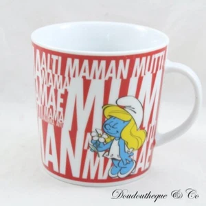Keramik Tasse Die Schlümpfe THE SMURFS Schlumpfine Tasse Mama rot 10 cm - Bild 1 von 3
