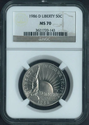 1986 D Statue of Liberty Centennial Half Dollar Coin NGC MS 70 MS70 PERFECT - Image 1 of 2
